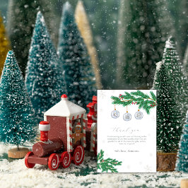 Cartão De Agradecimento Silver Winter Clothesline Ornaments Baby Shower 