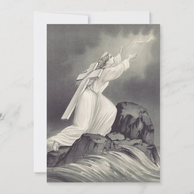 Cartão De Agradecimento Símbolo da cruz e da coroa cristã (Frente)