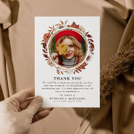 Cartão De Agradecimento Simpatia Autumn Fall Wreath Foto Funeral