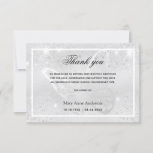 Cartão De Agradecimento Simpatia borboleta prateada obrigado você