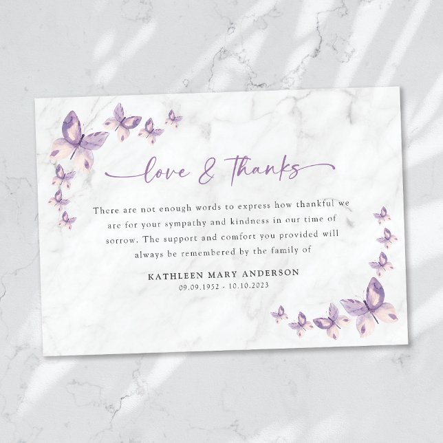 Cartão De Agradecimento Simpatia Borboletas Funeral (Criador carregado)