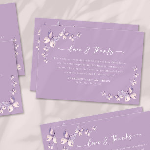 Cartão De Agradecimento Simpatia Borboletas Funeral