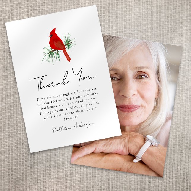 Cartão De Agradecimento Simpatia Cardeal Foto Funeral (Criador carregado)