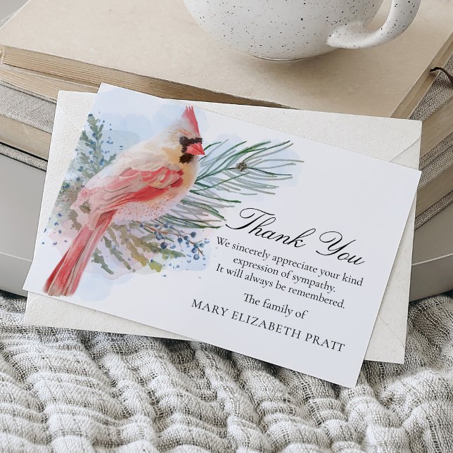 Cartão De Agradecimento Simpatia Cardeal Funeral (Criador carregado)