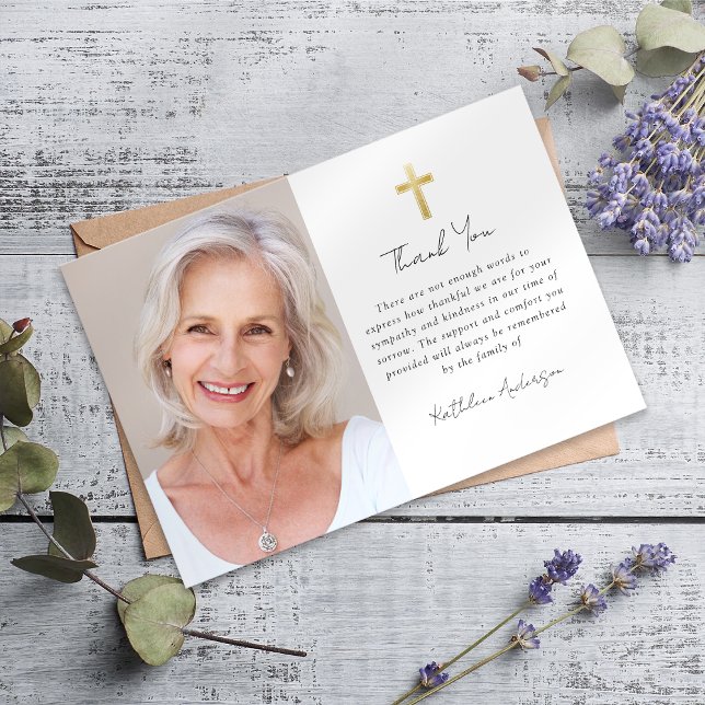 Cartão De Agradecimento Simpatia Cruz Foto Funeral (Criador carregado)