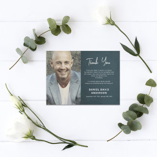 Cartão De Agradecimento Simpatia de Cinza minimalista com foto de memória