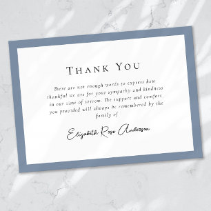 Cartão De Agradecimento Simpatia de Dusty Blue Bereavement Funeral