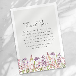 Cartão De Agradecimento Simpatia de flor selvagem Funeral