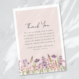 Cartão De Agradecimento Simpatia de flor selvagem Funeral