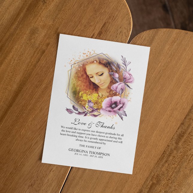 Cartão De Agradecimento Simpatia de Foto de Flor de Água Púrpura (Criador carregado)