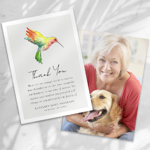 Cartão De Agradecimento Simpatia de Foto de Hummingbird Funeral