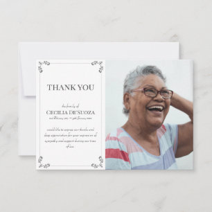Cartão De Agradecimento Simpatia de Foto Personalizada Elegante Branco Fun