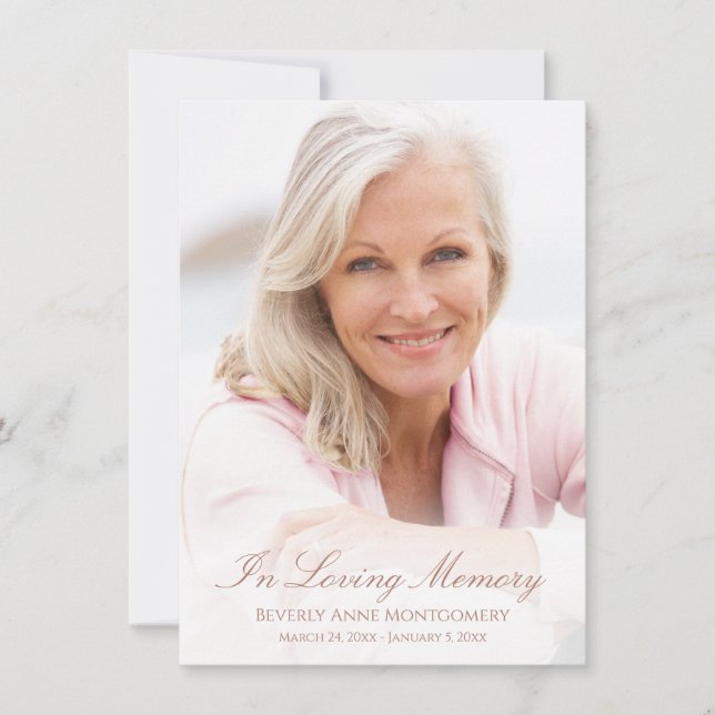 Cartão De Agradecimento Simpatia Dourada Script Foto Funeral Simples (Frente)