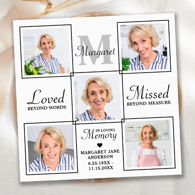 Cartão De Agradecimento Simpatia Elegante Colagem de Fotos Funeral (Criador carregado)