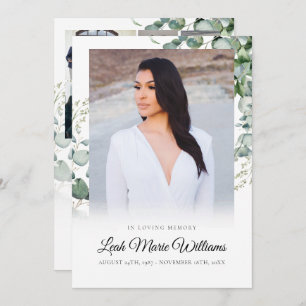 Cartão De Agradecimento Simpatia Elegante Eucalyptus Funeral