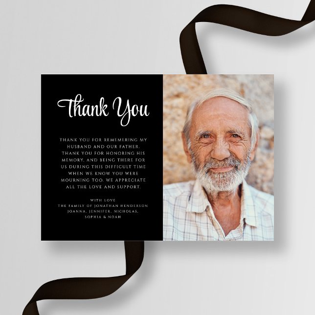 Cartão De Agradecimento Simpatia Elegante Script Photo Funeral (Sympathy Elegant Script Photo Funeral Thank You Card)