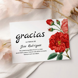 Cartão De Agradecimento Simpatia Espanhola Obrigado   Flor Vermelha