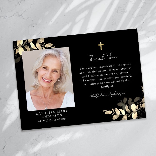 Cartão De Agradecimento Simpatia Eucalyptus Cross Foto Funeral (Criador carregado)