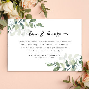 Cartão De Agradecimento Simpatia Eucalyptus Funeral