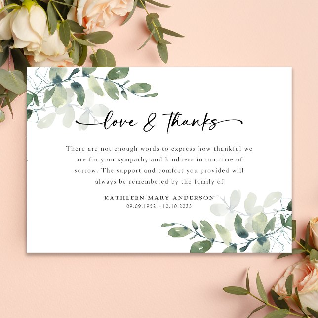 Cartão De Agradecimento Simpatia Eucalyptus Funeral (Criador carregado)