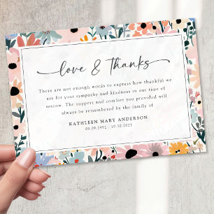 Cartão De Agradecimento Simpatia Floral da Cinza Rosa bonito Funeral