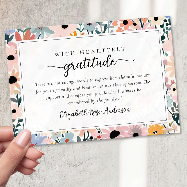 Cartão De Agradecimento Simpatia Floral Rosa bonito Funeral (Criador carregado)