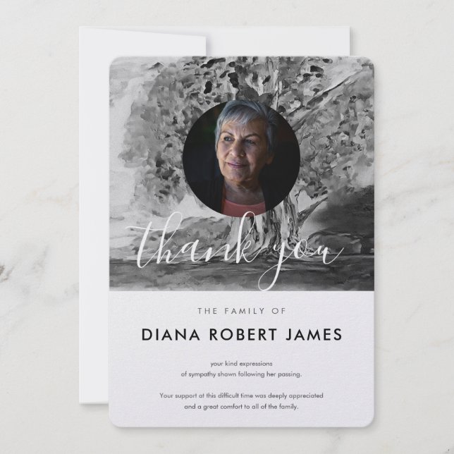 Cartão De Agradecimento Simpatia Fotográfica de Árvores Negras e Brancas (Frente)