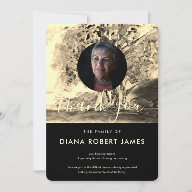 Cartão De Agradecimento Simpatia Fotográfica de Paisagem de Árvores Dourad (Frente)