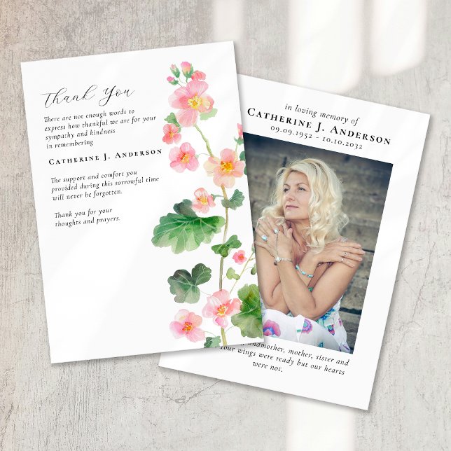 Cartão De Agradecimento Simpatia Fotográfica Rosa Floral Memorial Funeral (Criador carregado)