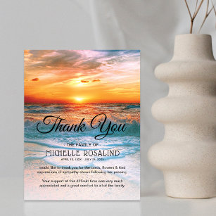 Cartão De Agradecimento Simpatia Funeral Beach Sunset