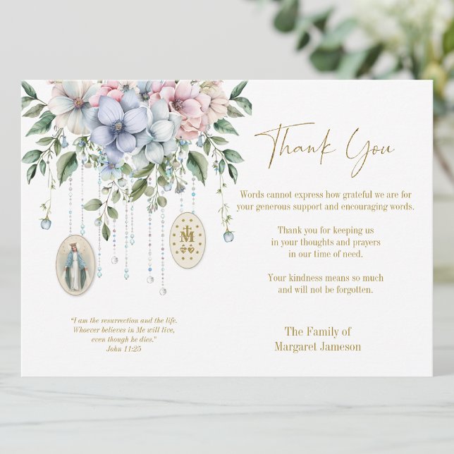 Cartão De Agradecimento Simpatia Funeral Católica Condolência Mary (Criador carregado)