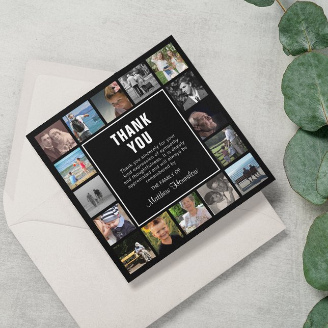 Cartão De Agradecimento Simpatia Funeral da Colagem de Fotos Moderna (Criador carregado)