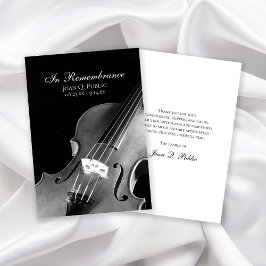 Cartão De Agradecimento Simpatia Funeral Musical do Violino Branco Negro