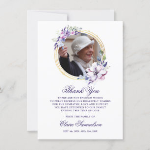 Cartão De Agradecimento Simpatia Funeral OBRIGADO VOCÊ FOTO FLoral de Wat