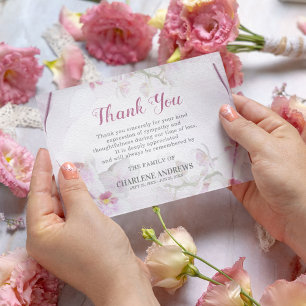 Cartão De Agradecimento Simpatia funerária da Orquídea Rosa Suave