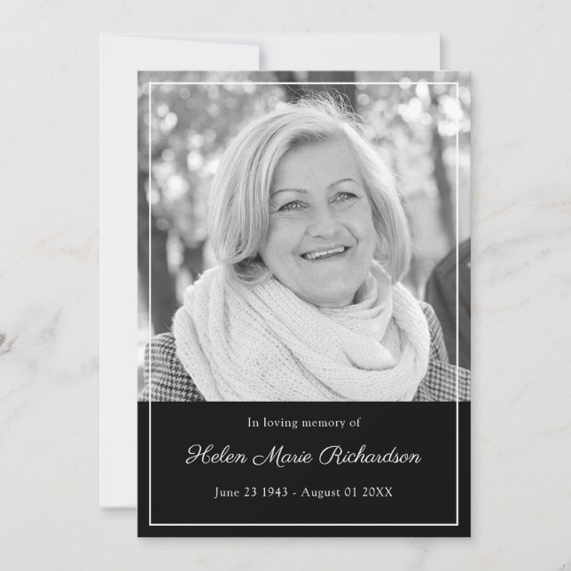 Cartão De Agradecimento Simpatia intemporal da foto em funeral Loving da (Frente)