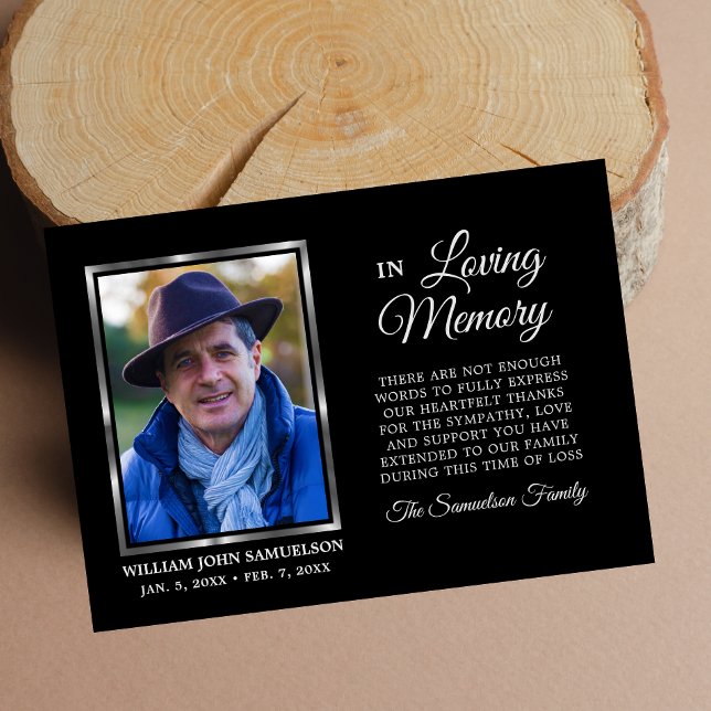 Cartão De Agradecimento Simpatia Memória Funerária Preta OBRIGADO Foto (Criador carregado)