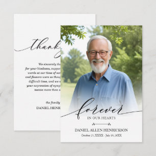 Cartão De Agradecimento Simpatia Memorial do Funeral Fotográfico Moderno