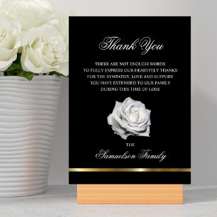 Cartão De Agradecimento Simpatia Memorial White Rose Dourada FOTO Preta