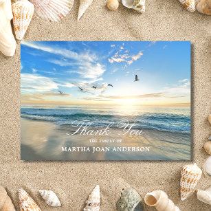 Cartão De Agradecimento Simpatia OBRIGADA A VOCÊ Memorial Sunset Ocean Bea
