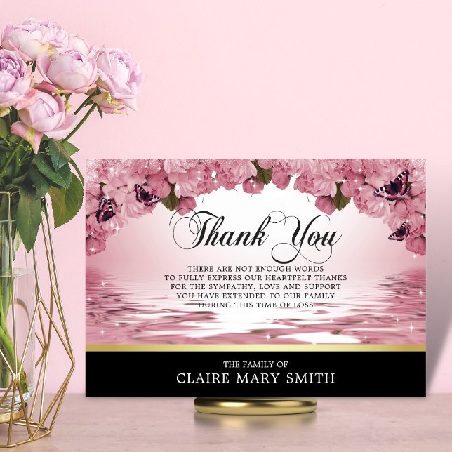 Cartão De Agradecimento Simpatia Obrigado Borboleta Funeral Floral (Criador carregado)