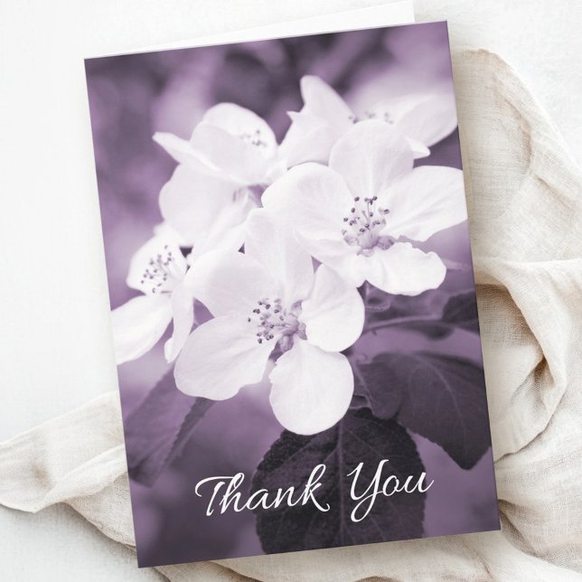 Cartão De Agradecimento Simpatia obrigado cartas com a flor de maçã roxa (Sympathy thank you cards with purple apple blossom)