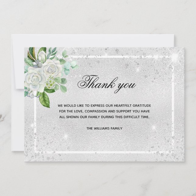 Cartão De Agradecimento Simpatia obrigado de fotos florais com brilho prat (Frente)