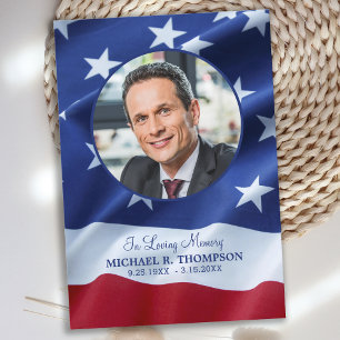 Cartão De Agradecimento Simpatia Patriótica Memorial Foto do Funeral Veter