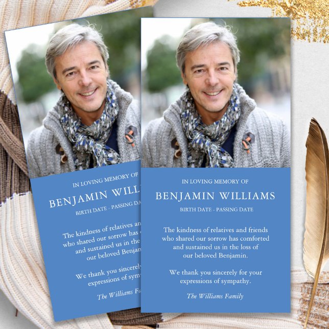 Cartão De Agradecimento Simpatia Perda Foto Funeral Marinha Obrigado Cartõ (funeral thank you cards, bereavement, elegant, simple, celebration of life, sympathy card)