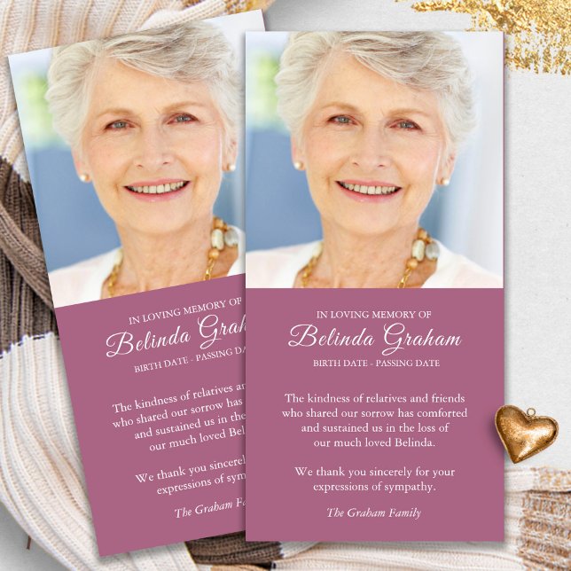 Cartão De Agradecimento Simpatia Perda Foto Violeta Funeral Obrigado Cartõ (funeral thank you cards, bereavement, elegant, simple, celebration of life, sympathy card)