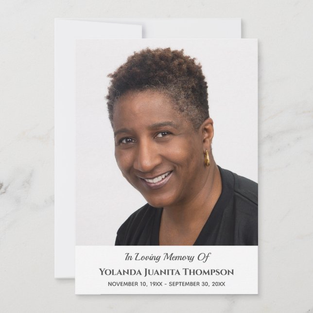 Cartão De Agradecimento Simpatia Personalizada de Foto do Funeral Memorial (Frente)