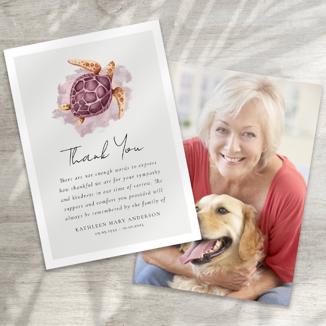 Cartão De Agradecimento Simpatia por Foto de Tartaruga do Mar Funeral (Criador carregado)