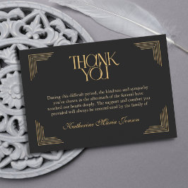 Cartão De Agradecimento Simpatia Preta e Dourada após Funeral