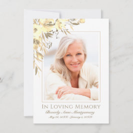 Cartão De Agradecimento Simpatia Rosa Amarela Foto Floral Memória Funeral